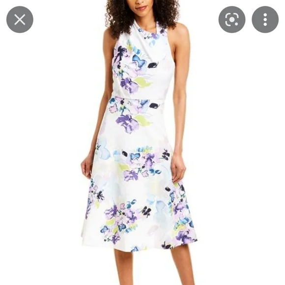 Donna Karan | Dresses | Dkny Crepe Fit And Flare Floral Dress 8 | Poshmark